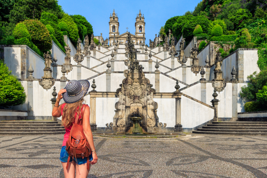 a person visiting a monument